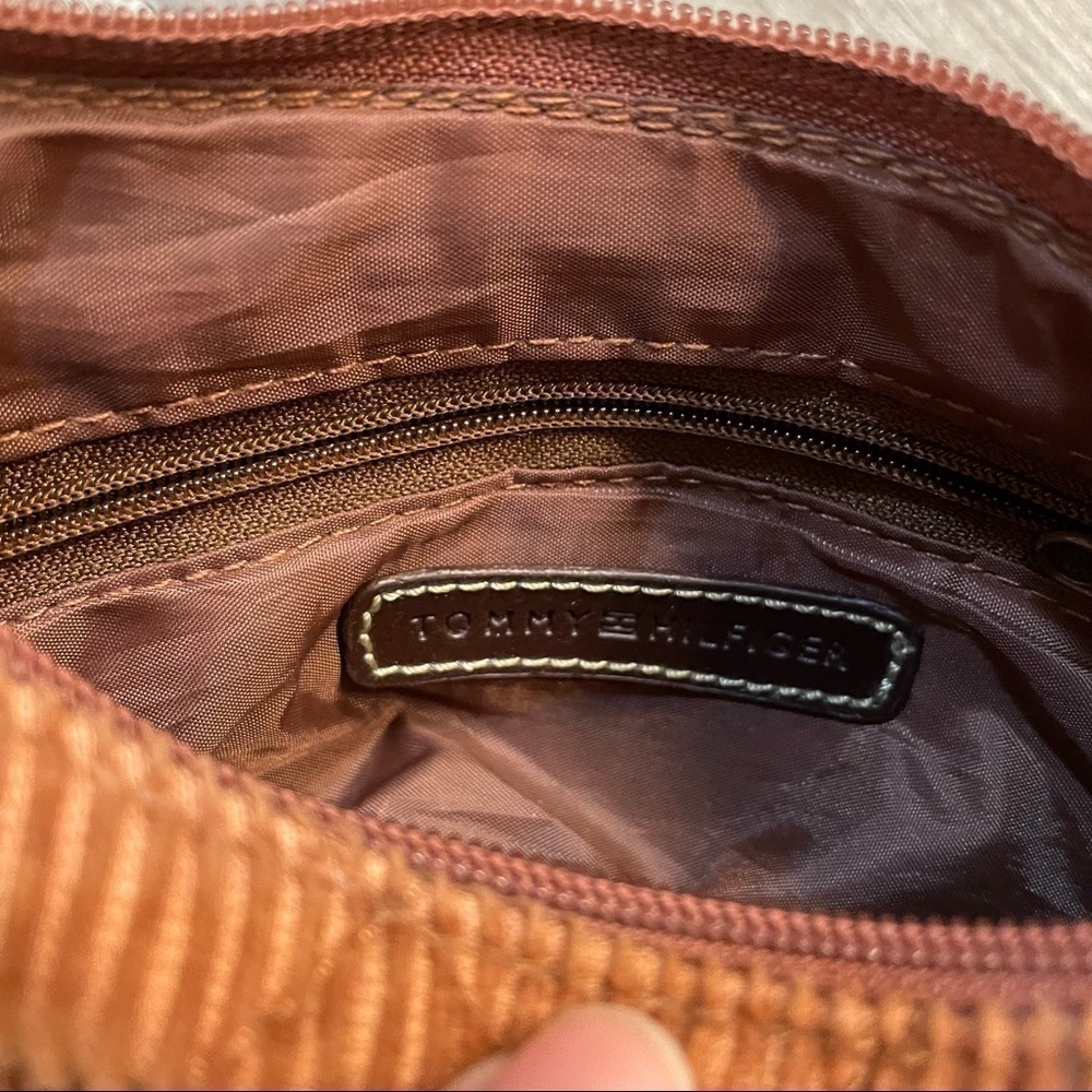 Tommy Hilfiger Brown Quilted Corduroy Small Bag with Leather and Silver Accents - Picture 12 of 12